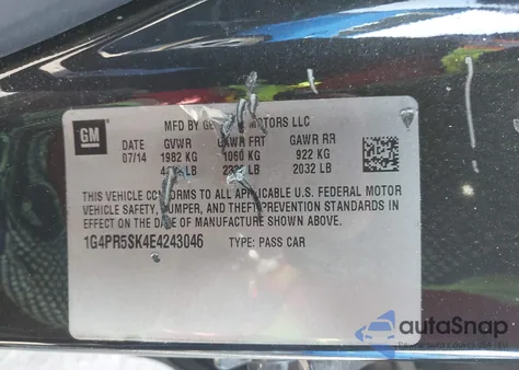 2014 Buick Verano Convenience Group from USA, damaged, VIN 1G4PR5SK4E4243046